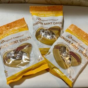 Four 10oz Bags Original Gourmet Ginger Mint Drops w Soft Ginger Center Exp 2027
